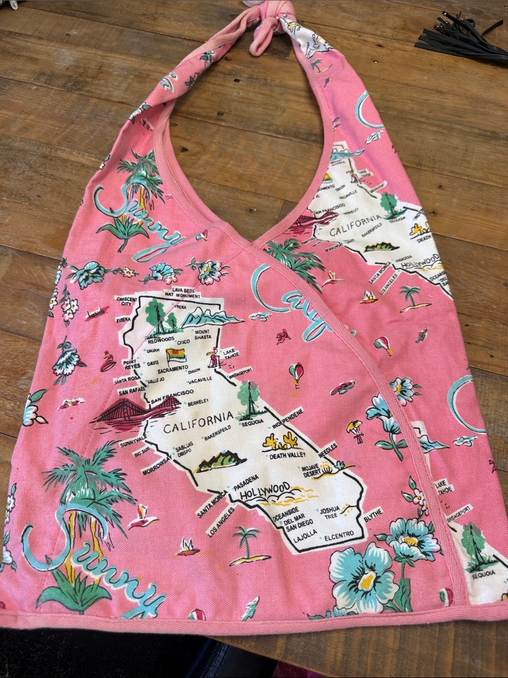 Pink California Map Tote Bag